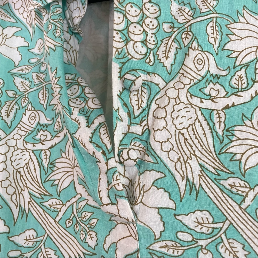Holly Shae Blue Floral Paisley Cotton Shift Tunic Dress Resortwear One Size - Picture 8 of 14